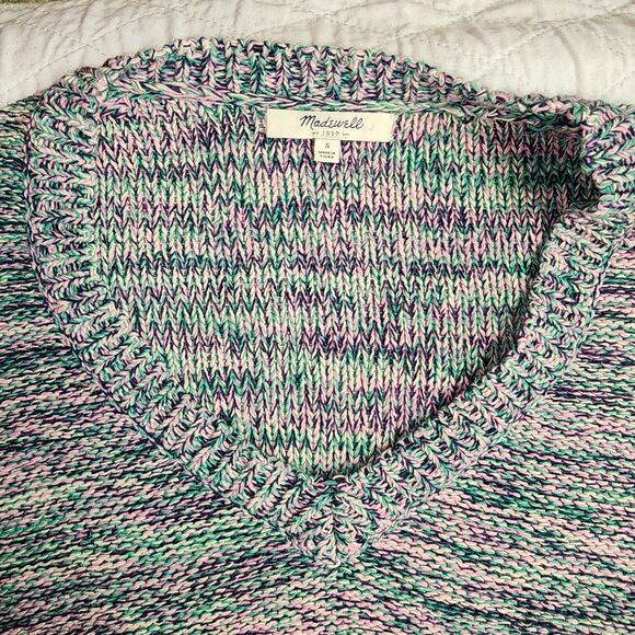 Madewell Sweater Small V-Neck Pullover Multicolor Rainbow Ombre Womens Boho - Picture 4 of 10